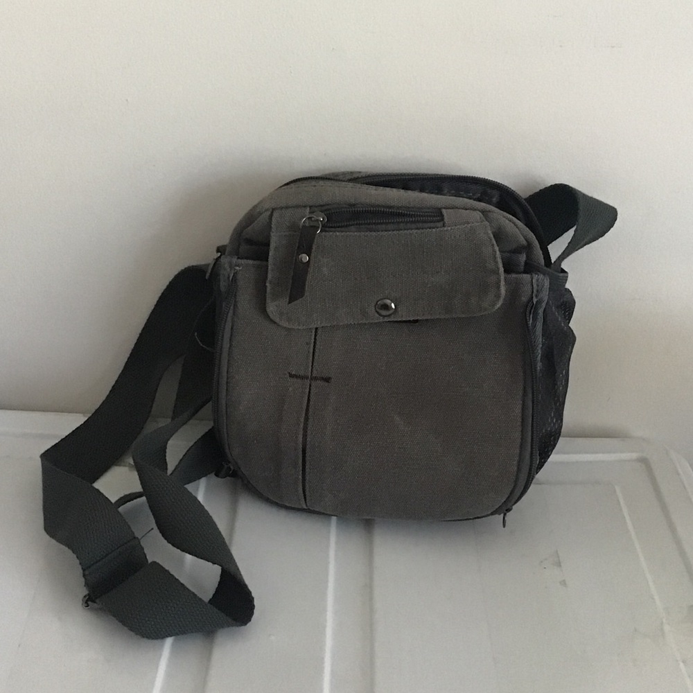 Gray Men's Crossbody Bag camping, travel utility